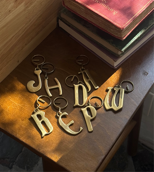 Vintage Brass Initial Pendant Keychains