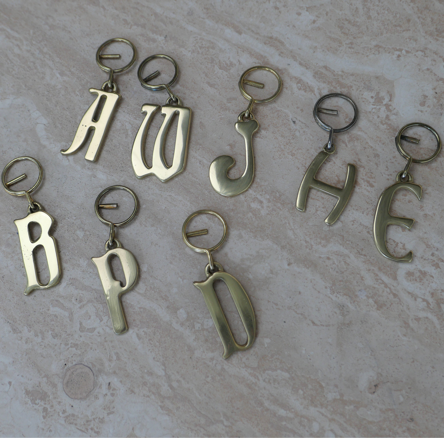 Vintage Brass Initial Pendant Keychains